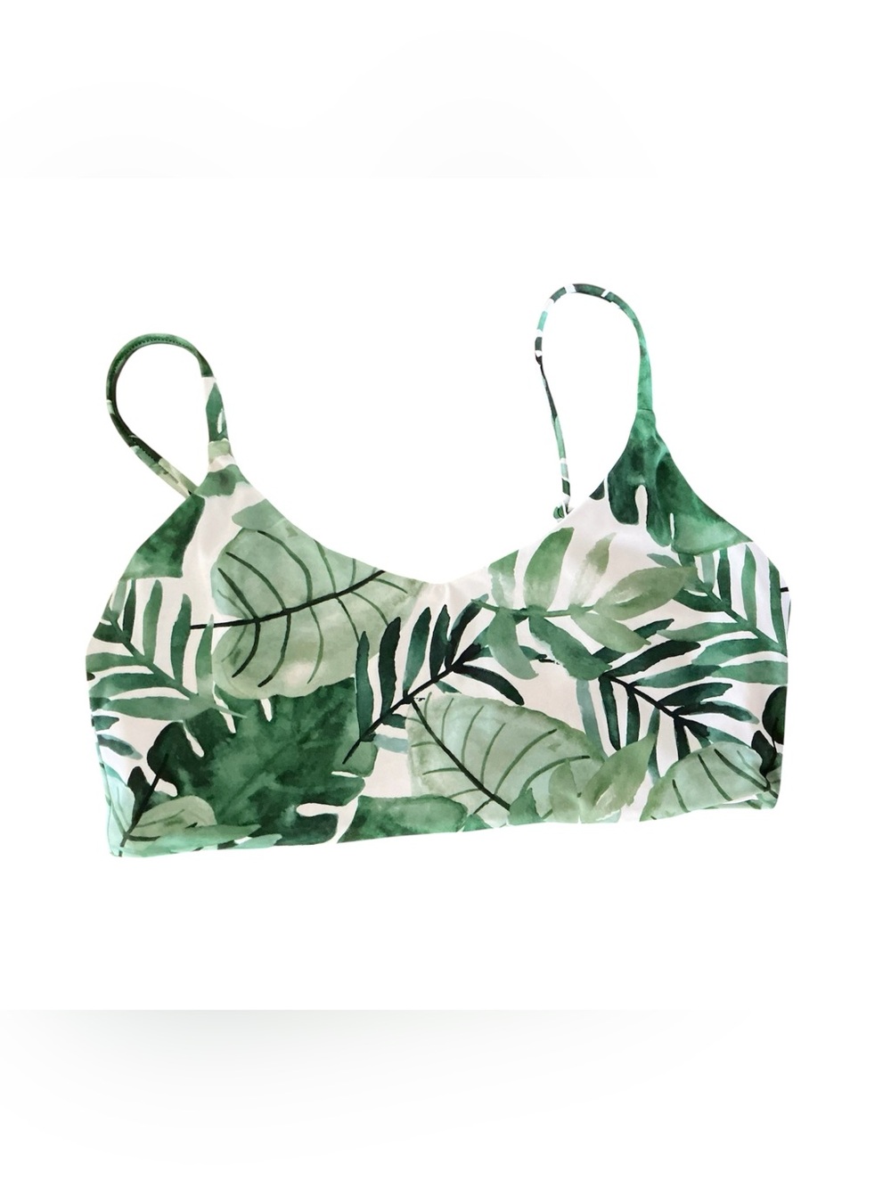 Maven Thread bikini swim top tropical print green white medium